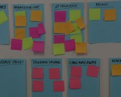 photo of stickies on wall from design house marketing workshop